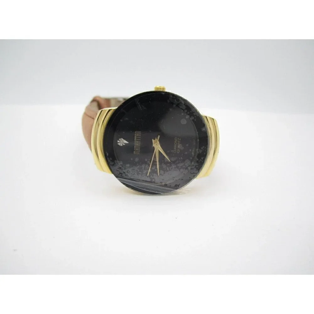 Women Manhattan Genuine Diamond Quartz WR Analog 32mm Causal Round Watch (F548)